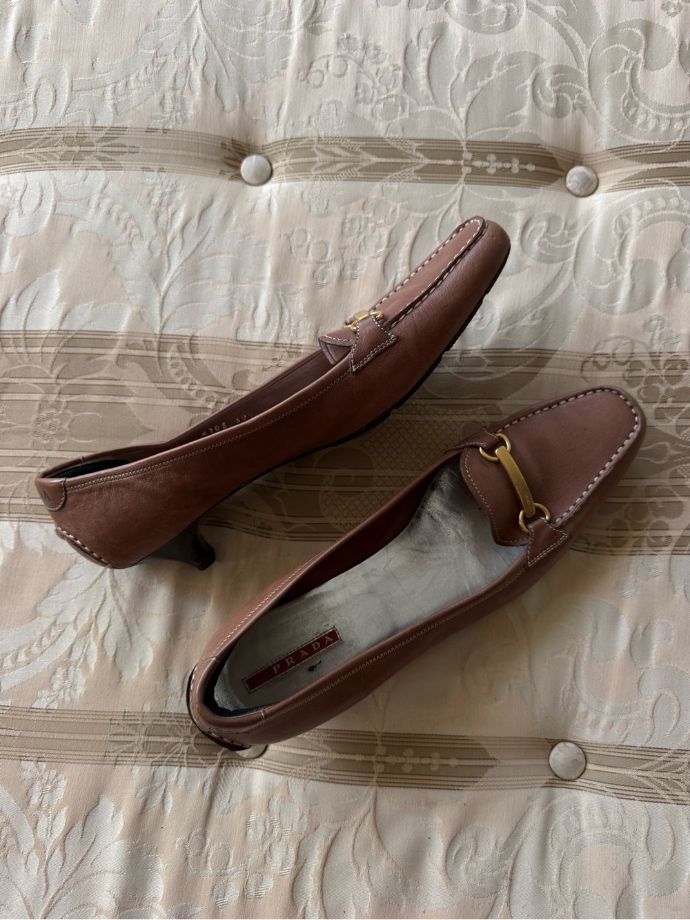 Prada Brown Leather Horsebit Loafers - Picture 2 of 7